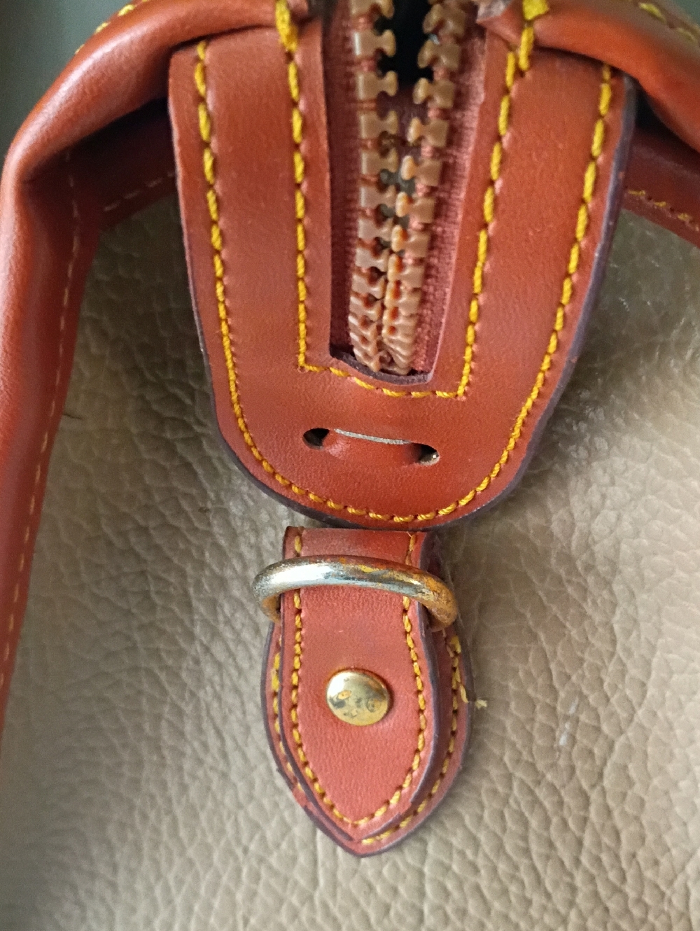 Vintage Dooney & Bourke All-Weather Pebbled Two-Tone Leather Satchel - Picture 13 of 15